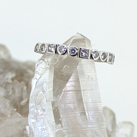 14K White Gold Diamond Stacking Band