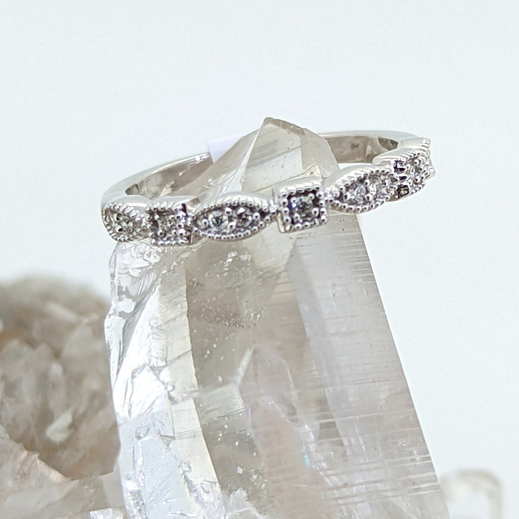 14K White Gold Diamond Stacking Band