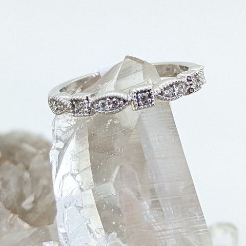 14K White Gold Diamond Stacking Band