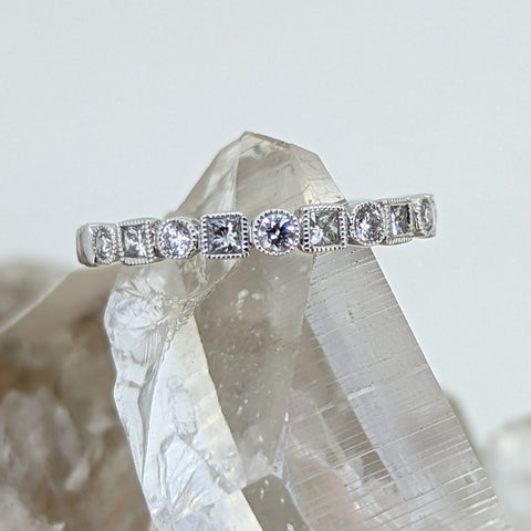 14K White Gold Diamond Stacking Band