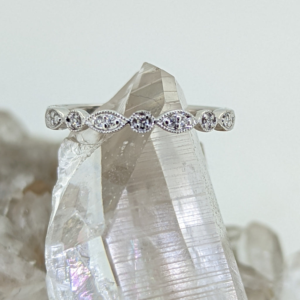 14K White Gold Diamond Stacking Band