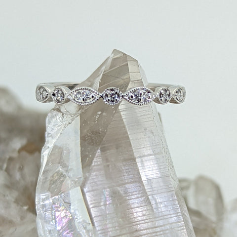 14K White Gold Diamond Stacking Band