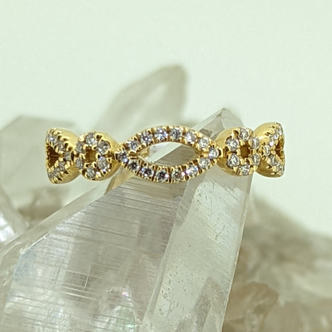 14K Yellow Gold Diamond Braided Ring
