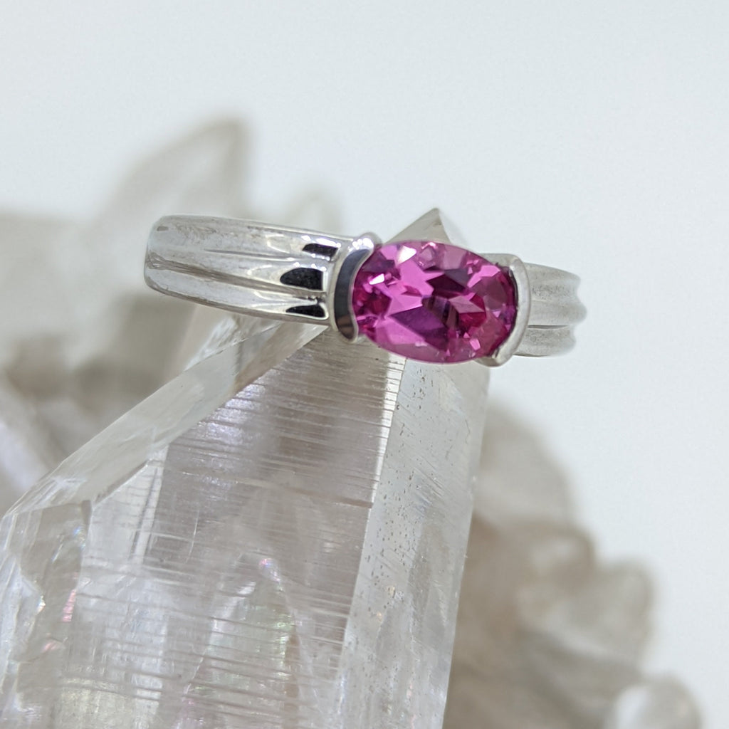 Sterling Silver Created Pink Sapphire