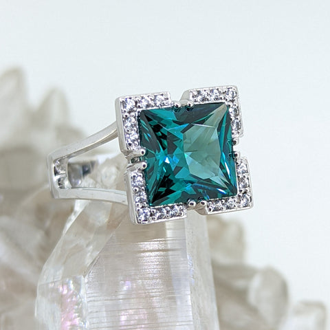 Sterling Silver and Created Blue Quartz Ring
