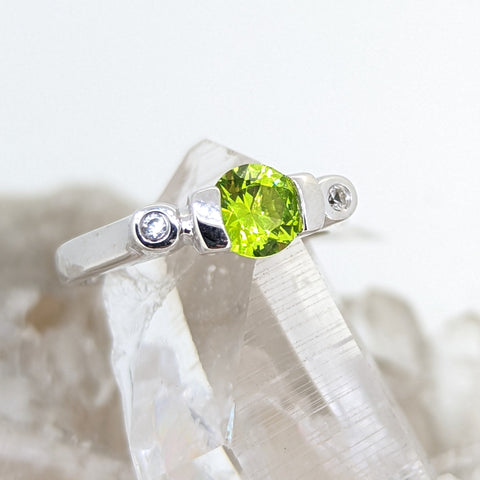 Sterling Silver Peridot and White Sapphire Ring