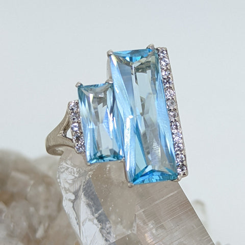 Sterling Silver Aquamarine Quartz Ring
