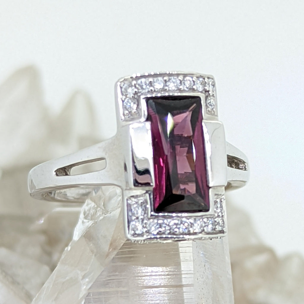 18K White Gold Brazilian Garnet and Diamond Ring