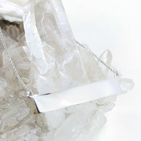 14K White Gold Bar Necklace