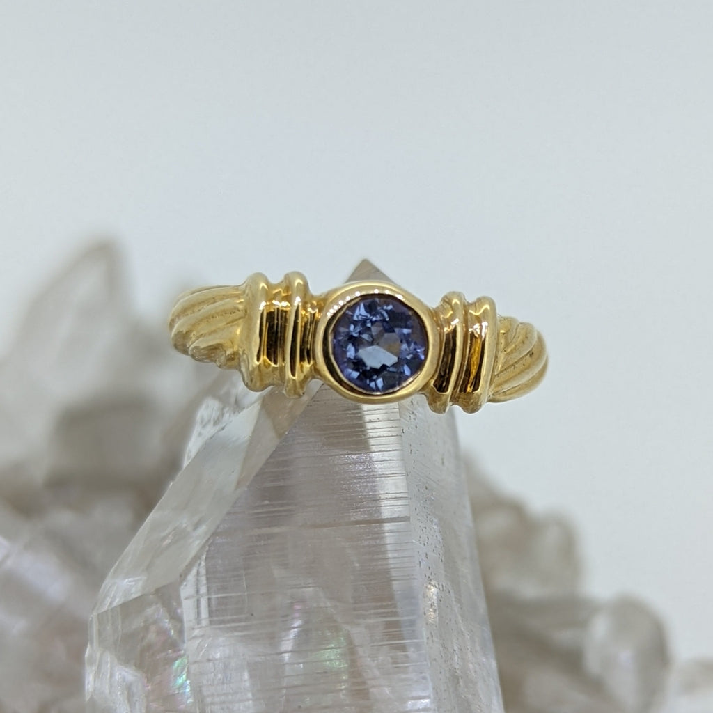 14K Yellow Gold Tanzanite and Diamond Ring