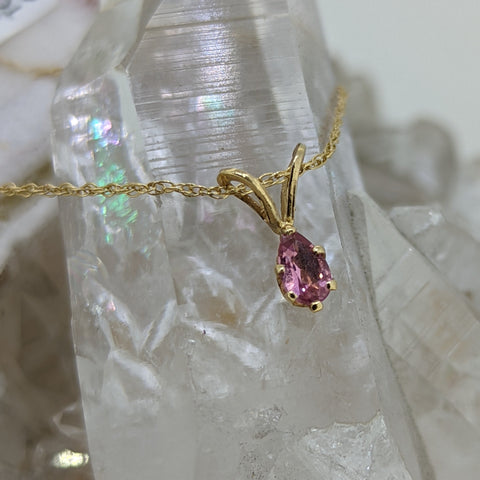 14K Yellow Gold Pink Tourmaline Necklace