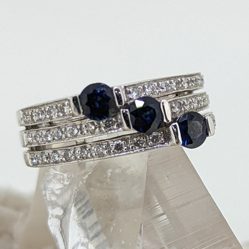 14K White Gold Sapphire and Diamond Ring