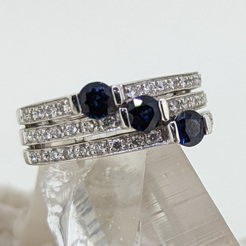 14K White Gold Sapphire and Diamond Ring
