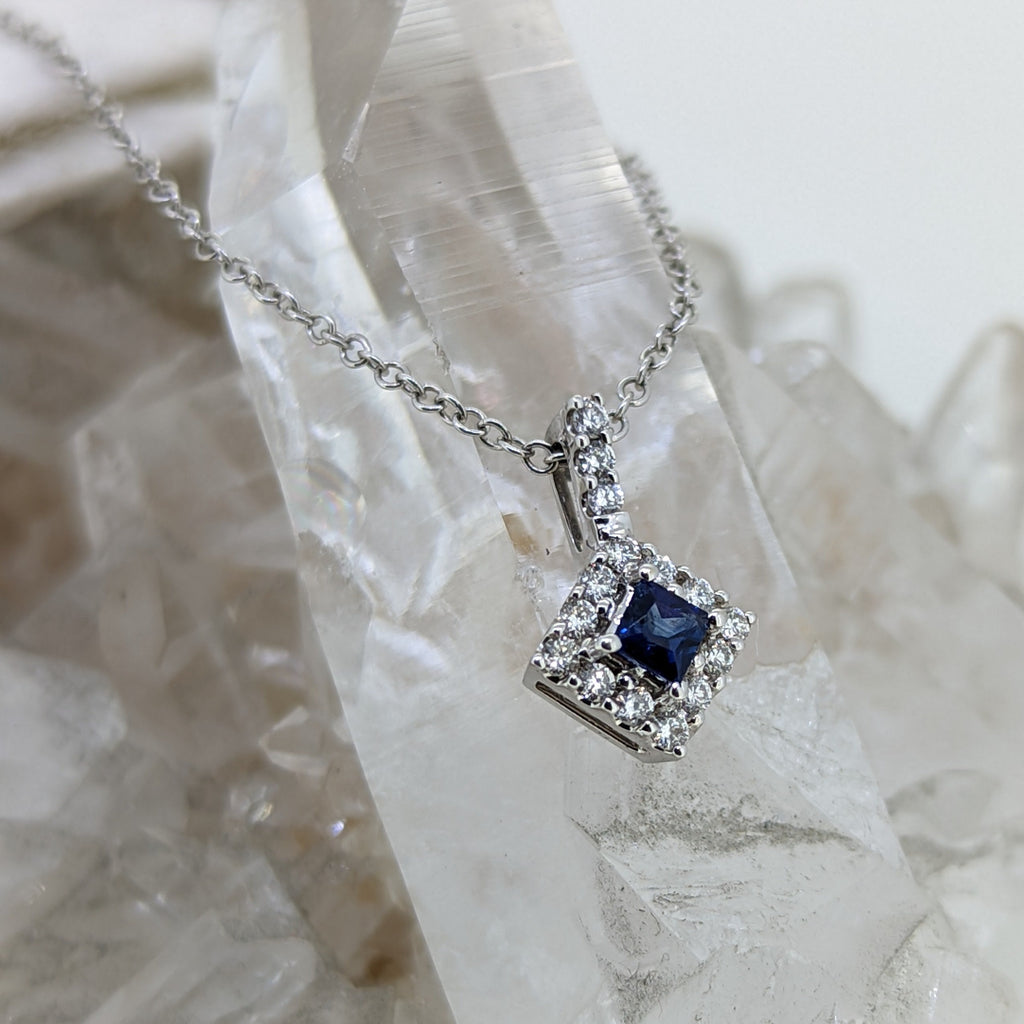 14K White Gold Sapphire Necklace