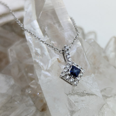 14K White Gold Sapphire Necklace