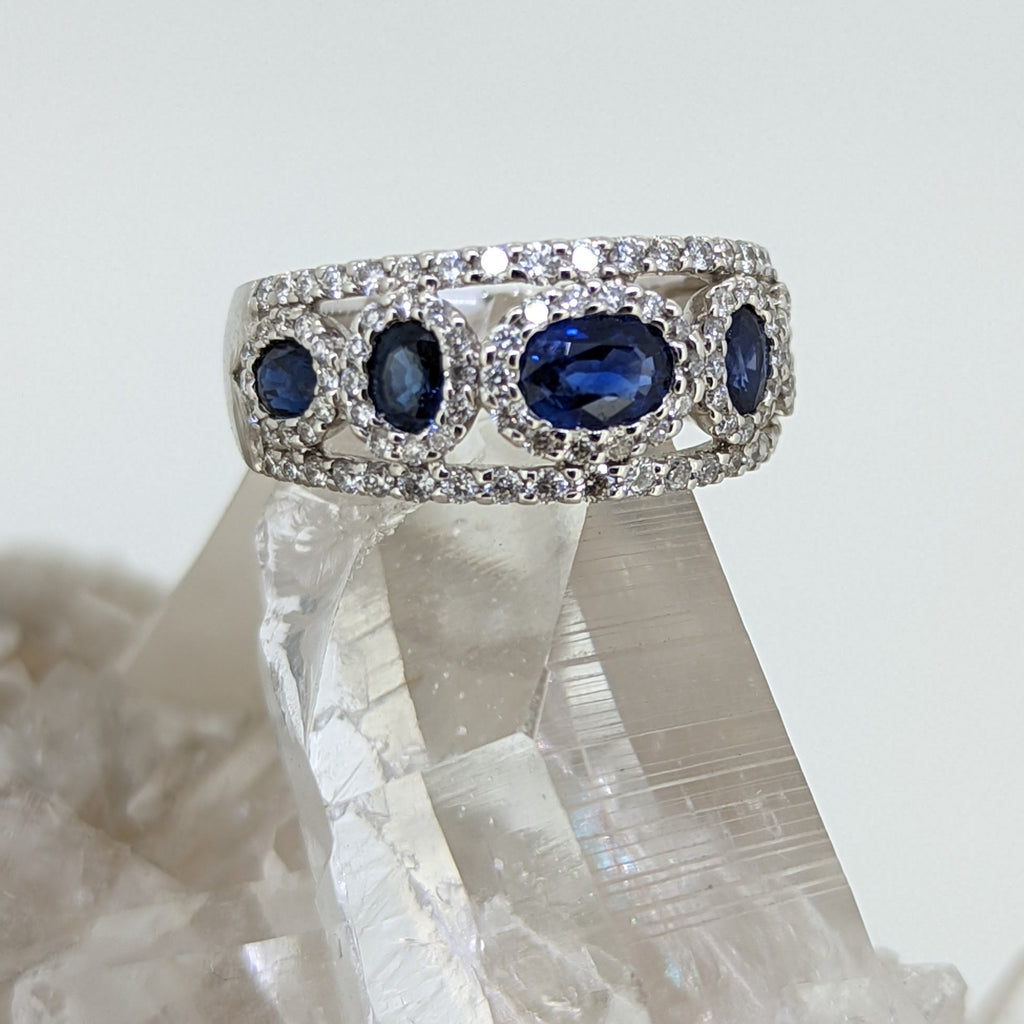 14K White Gold Sapphire and Diamond