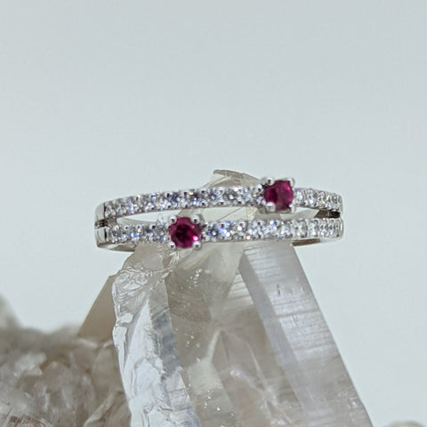 14K White Gold Ruby and Diamond Ring
