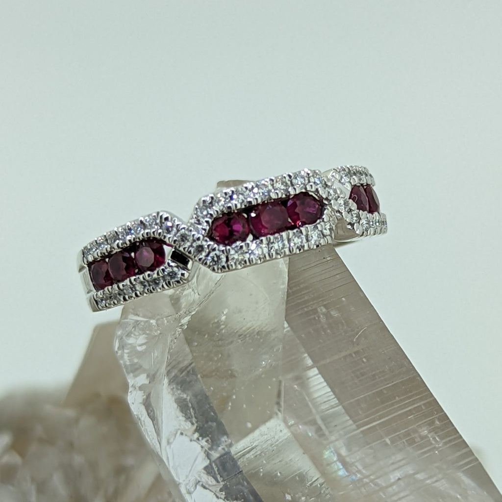 14K White Gold Ruby and Diamond Ring