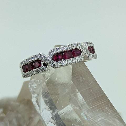 14K White Gold Ruby and Diamond Ring