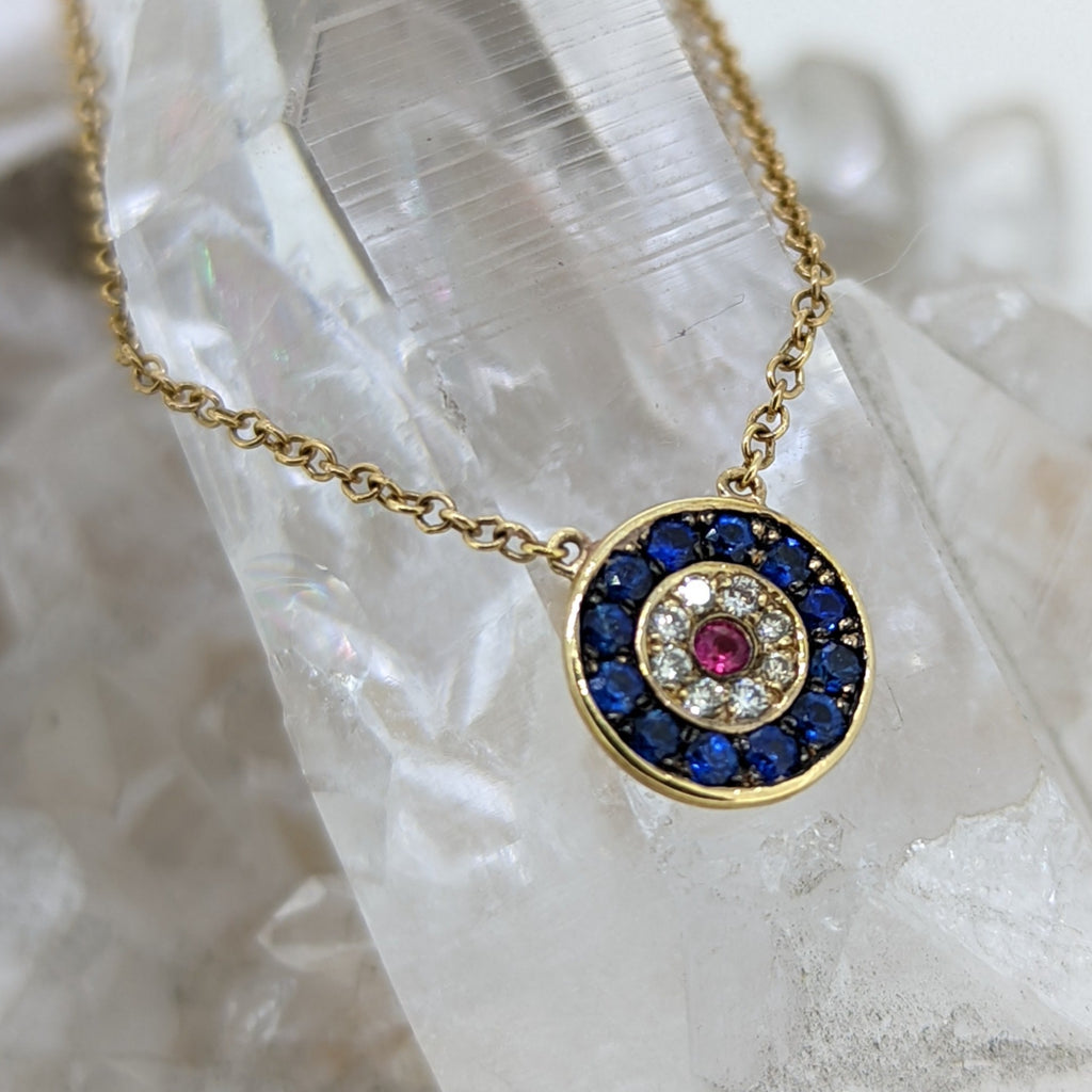 14K Yellow Gold Ruby Necklace