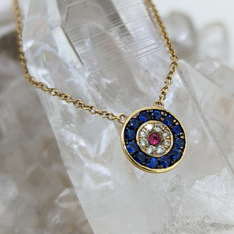 14K Yellow Gold Ruby Necklace