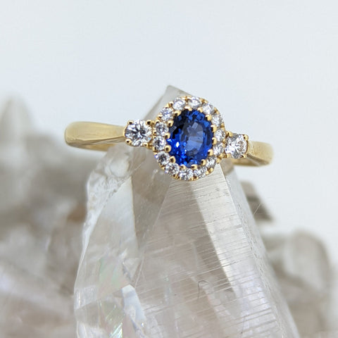 14K Yellow Gold Sapphire and Diamond Ring
