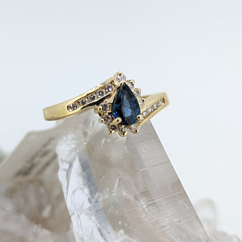 14K Yellow Gold Sapphire and Diamond Ring