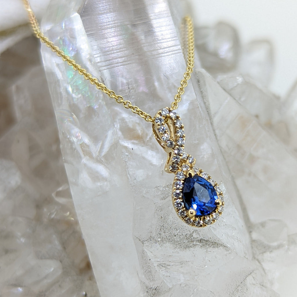 14K Yellow Gold Sapphire and Diamond Necklace