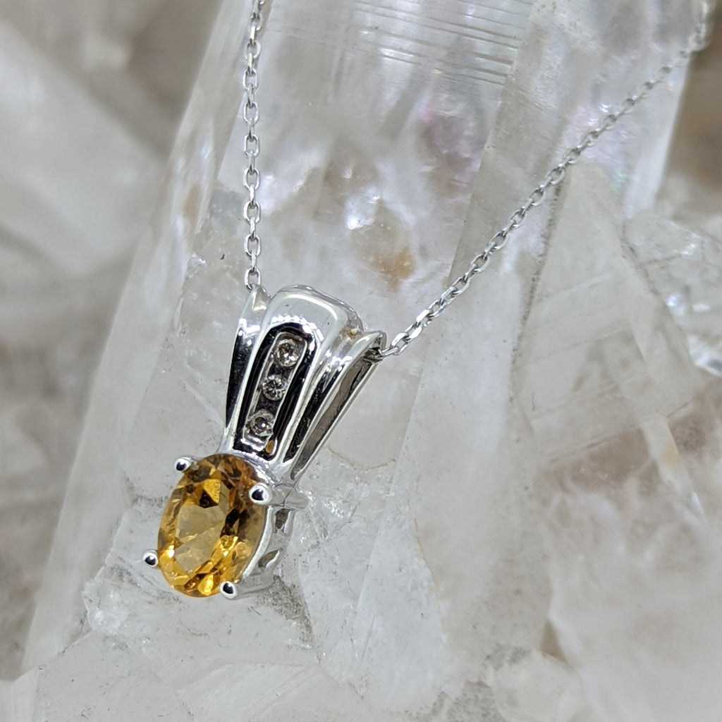 18K Yellow Gold and Sterling Silver Citrine Necklace