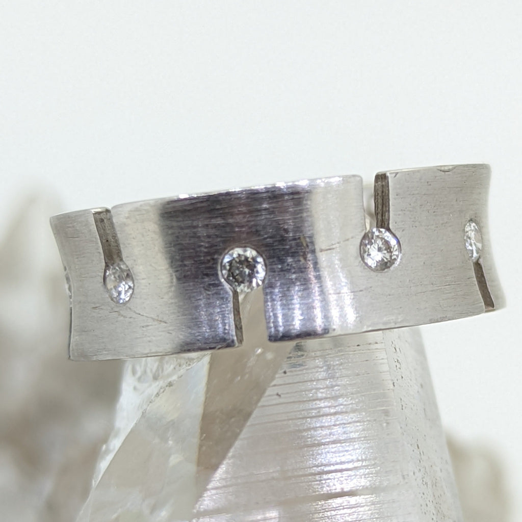 14K White Gold Diamond Band