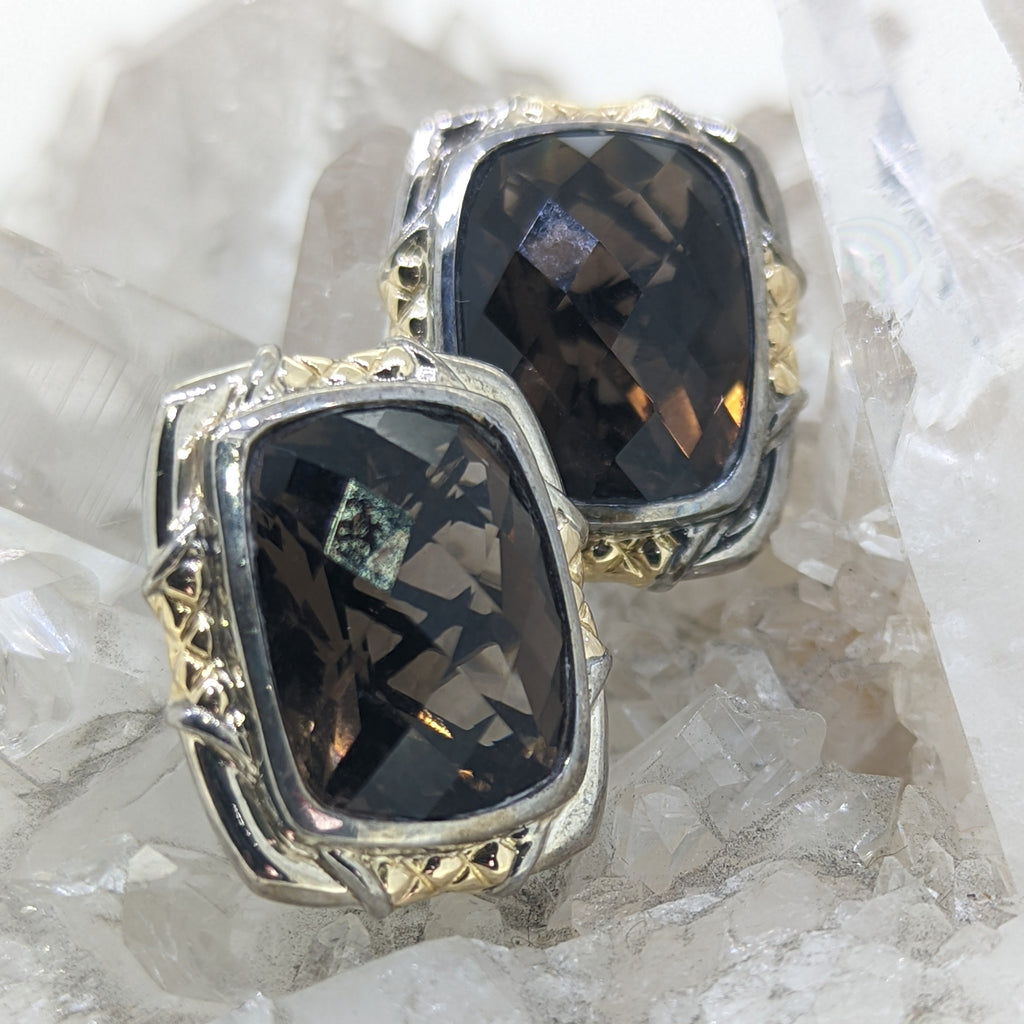 14K Yellow Gold and Sterling Silver Earrings