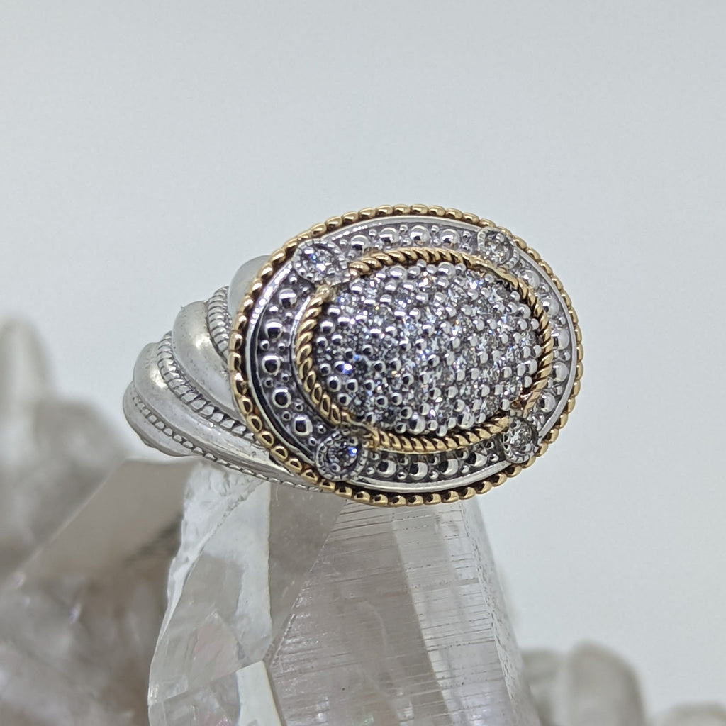 14K Yellow Gold and Italian Silver Ring