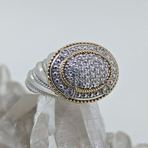 14K Yellow Gold and Italian Silver Ring