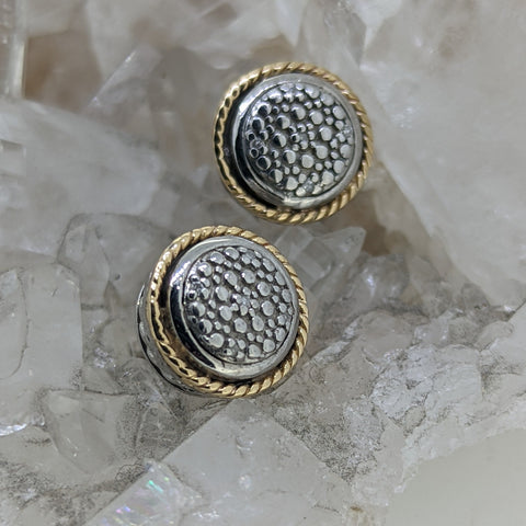 14K Yellow Gold and Sterling Silver Earrings