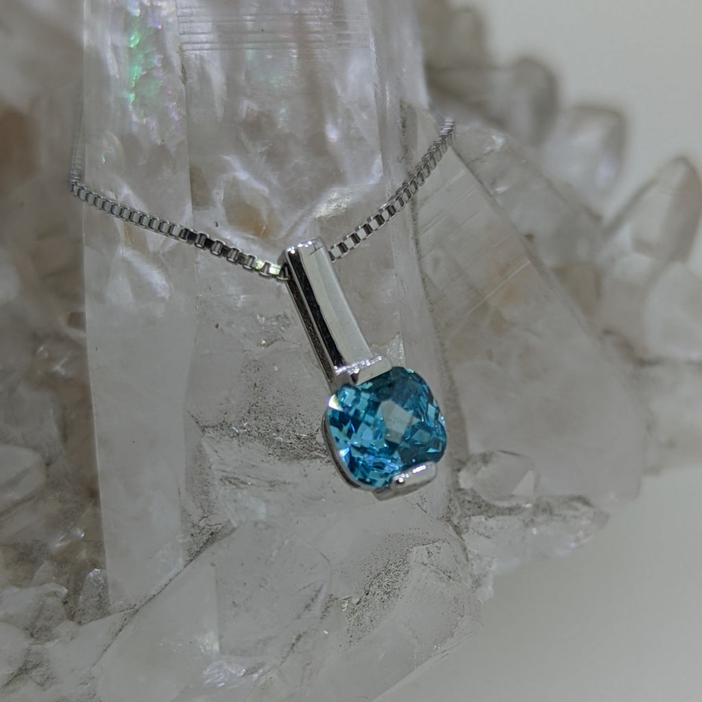 December Birthstone Necklace (Blue Topaz)