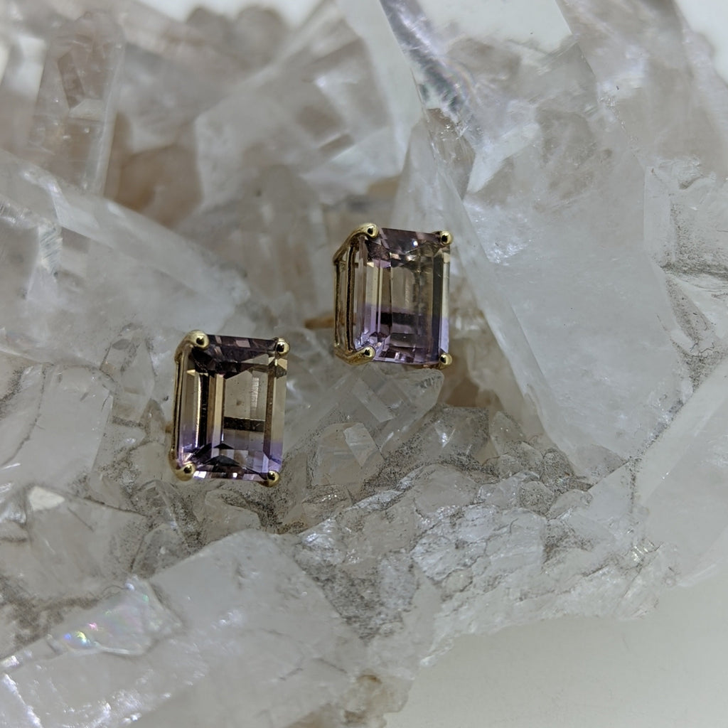 14K Yellow Gold Ametrine Earrings