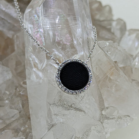 14K White Gold Diamond and Black Onyx Necklace