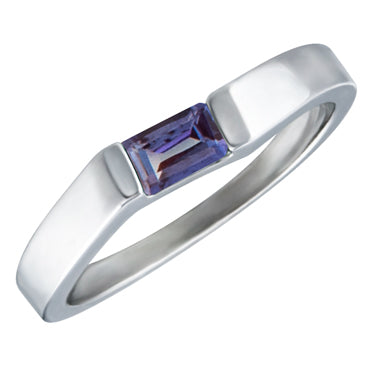 10k White Gold Stacking Birthstone Rings